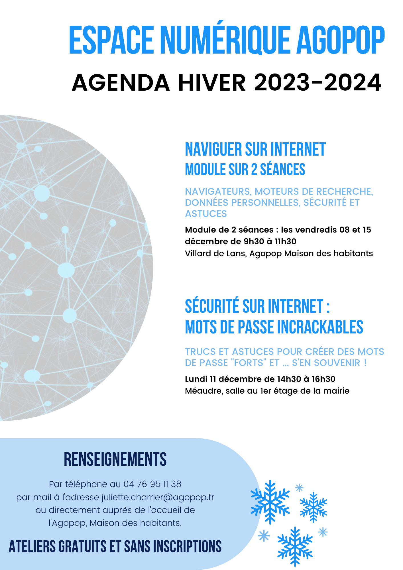 Espace Numérique : agenda de l'hiver 2022 - Agopop