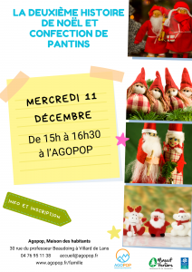 Bouge en Famille : 2ème histoire de Noël et création d’un joli petit pantin de Noël @ Agopop, Maison des habitants