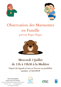 Mercredi en Famille : observation des marmottes @ Lans en Vercors, les Egauds