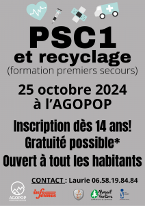 Formation premiers secours PSC1 @ Agopop, Maison des habitants