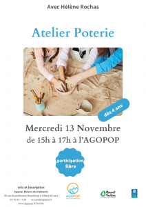 Bouge en Famille : Atelier poterie @ Agopop, Maison des habitants