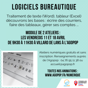 Atelier Numérique : logiciels bureautique @ Agopop, Maison des habitants