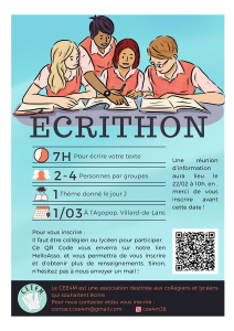 Jeunesse : Ecrithon concours d'écriture @ Agopop, Maison des habitants